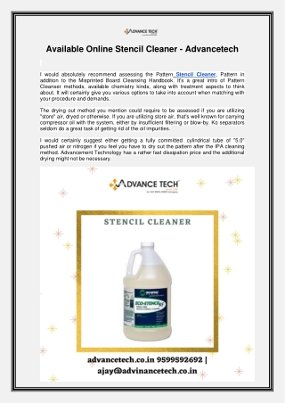 Available Online Stencil Cleaner - Advancetech