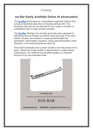 Ion Bar Easily Available Online At advancetech