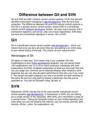 Difference between Git and SVN