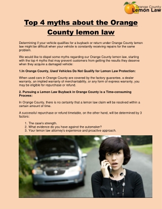 Top 4 myths about the Orange County lemon law