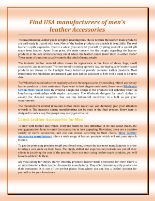 Find USA manufacturers of men's leather Accessories