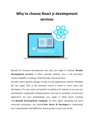 Why to choose React js development services