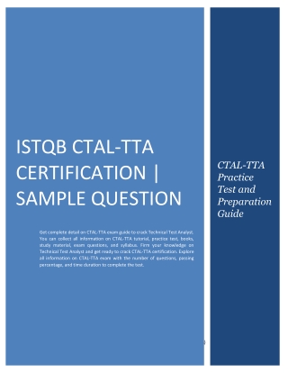 ISTQB CTAL-TTA Certification - Sample Question