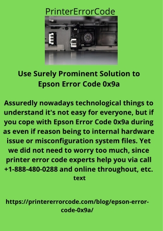 Use Surely Prominent Solution to Epson Error Code 0x9a