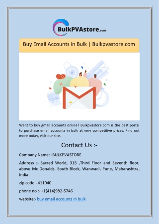 Buy Email Accounts in Bulk | Bulkpvastore.com