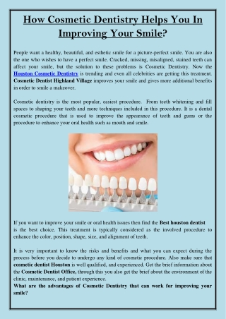 How Cosmetic Dentistry Helps You In Improving Your Smile