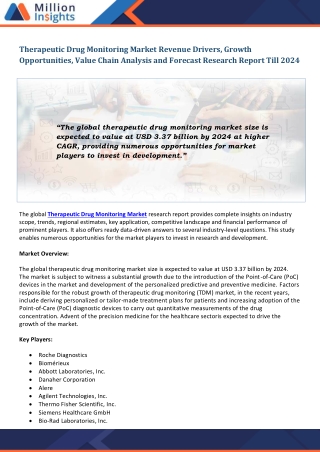 Therapeutic Drug Monitoring Market