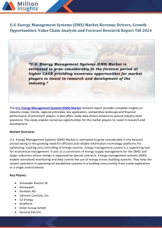 U.S. Energy Management Systems (EMS) Market