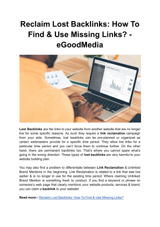 Reclaim Lost Backlinks: How To Find & Use Missing Links? - eGoodMedia
