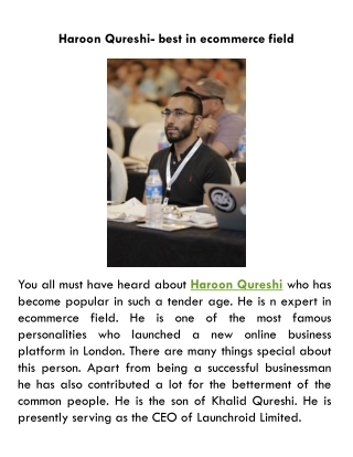 Haroon Qureshi- best in ecommerce field