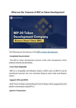 What are the  Features of BEP-20 Token Development