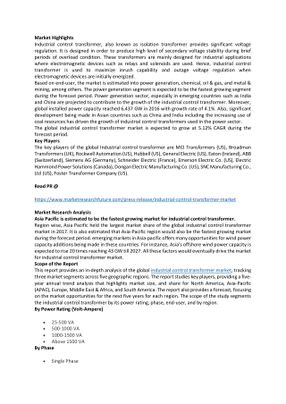 Industrial control transformer Market Trends, Global Analysis with Focus on Oppo