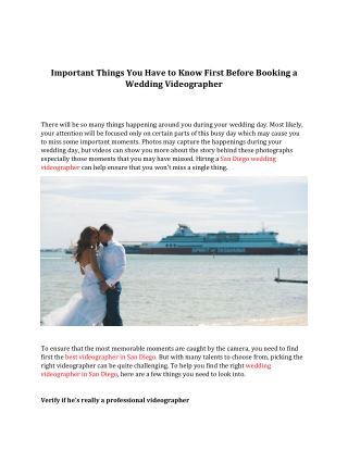 Important Things You Have to Know First Before Booking a Wedding Videographer