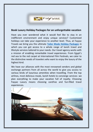 Book Luxury Holiday Packages for an unforgettable vacation