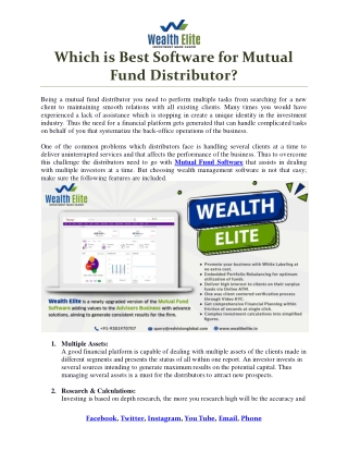 Which is Best Software for Mutual Fund Distributor