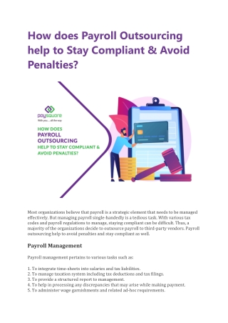How does Payroll Outsourcing help to Stay Compliant & Avoid Penalties