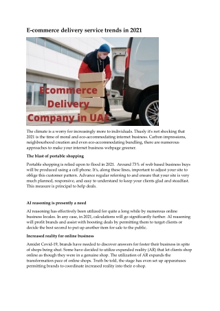 E-commerce delivery service trends in 2021