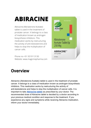 Abiraterone acetate tablet price in India