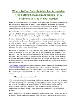 Where To Find Safe, Reliable And Affordable Tree Cutting Services In Aberdeen For A Problematic Tree In Your Garden