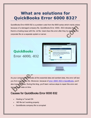 How to Fix QuickBooks Error 6000 832?