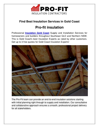 Find Best Insulation Services in Gold Coast