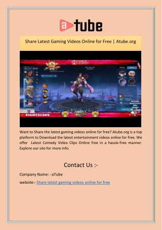 Share Latest Gaming Videos Online for Free | Atube.org