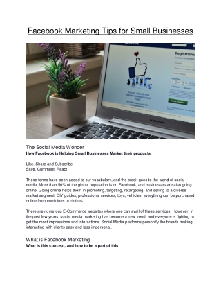 Facebook Marketing Tips for Small Businesses