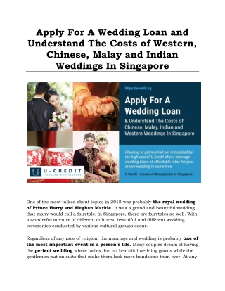 Apply For A Indian Wedding Loan In Singapore