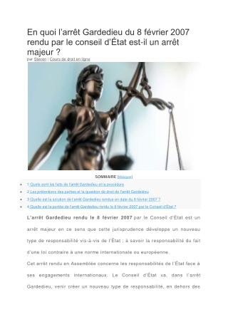 De quoi parle l'arrêt Gardedieu du 08/02/2007