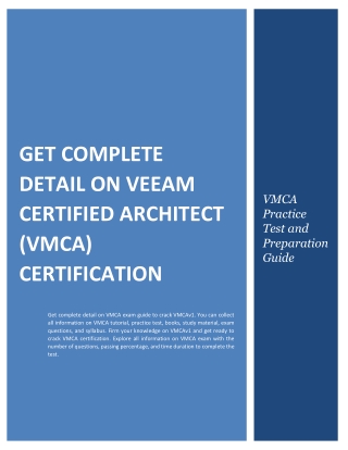 Get Complete Detail on Veeam Certified Architect (VMCA) Certification