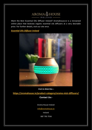 Essential Oils Diffuser Ireland | Aromahouse.ie