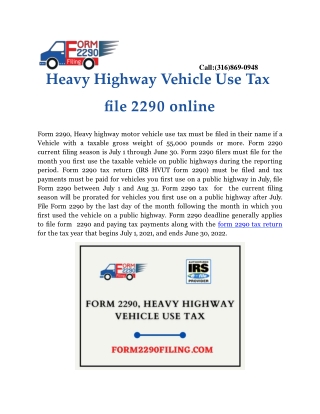 file2290 Heavy Vehicle Use Tax - File 2290 Online