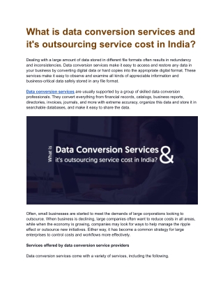 What is data conversion services and it's outsourcing service cost in India