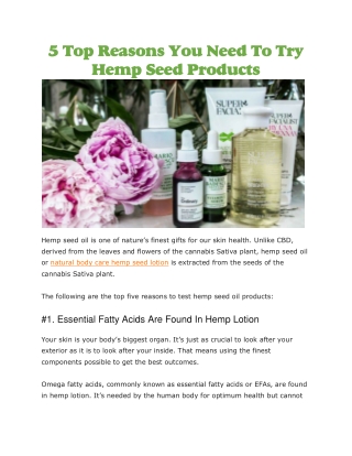 Natural body care hemp seed lotion