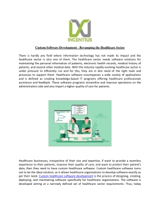 Custom Software Development - Revamping the Healthcare Sector