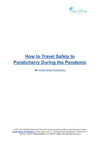 How to Travel Safely to Pondicherry During the Pandemic