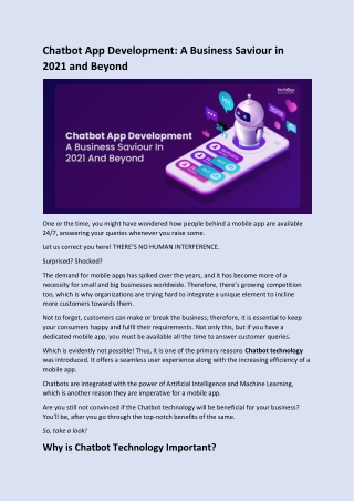 Chatbot App Development: A Business Saviour in 2021 and Beyond