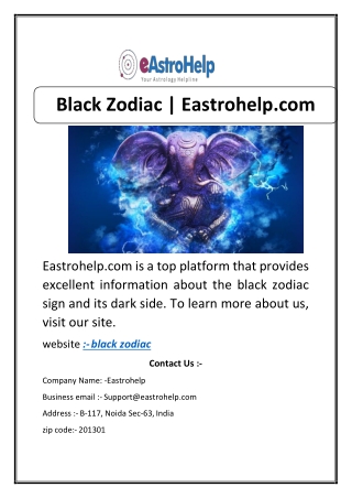 Black Zodiac | Eastrohelp.com