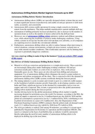 Autonomous Drilling Robots Market Segment Forecasts up to 2027