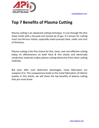 Top 7 benefits of plasma cutting