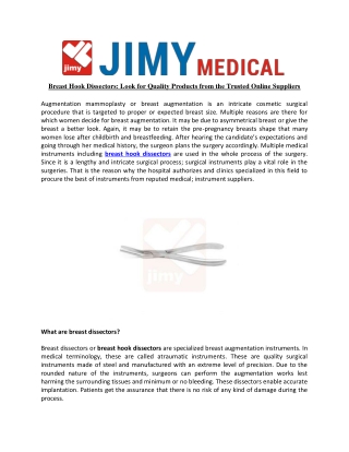 Breast Hook Dissectors Look for Quality Products from the Trusted Online Suppliers