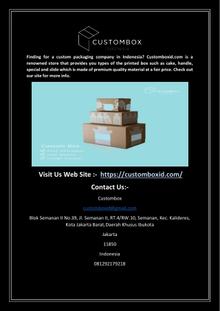 Premium Packaging Box Indonesia | Customboxid.com