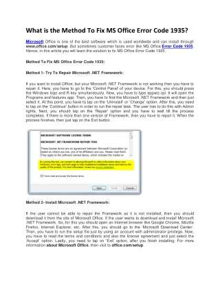 Www.Office.Com/Setup - Fix Microsoft Office Error 1935