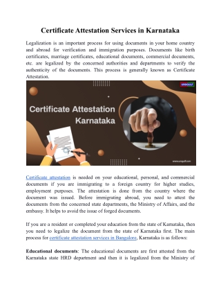 Certificate Attestation Services in Karnataka