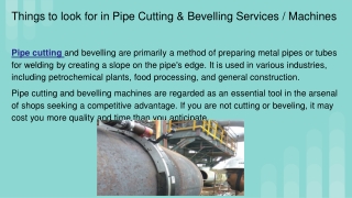 Things to look for in Pipe Cutting & Bevelling Services _ Machines