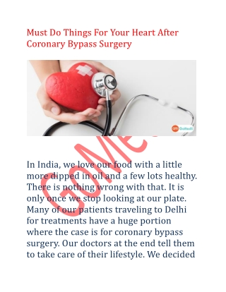 Must Do Things For Your Heart After Coronary Bypass Surgery