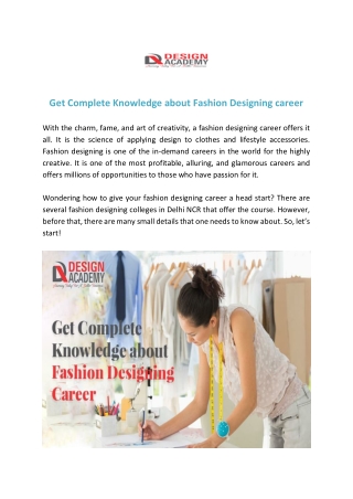 Get Complete Knowledge about Fashion Designing career