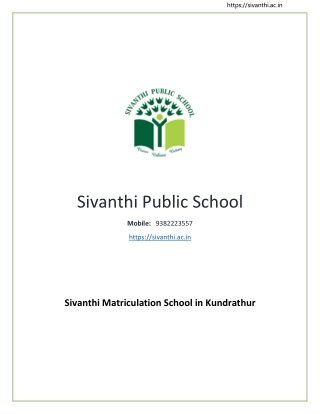 Sivanthi Matriculation School in Kundrathur