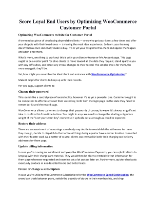 Score Loyal End Users by Optimizing WooCommerce Customer Portal