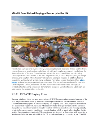 Mind It Ever Risked Buying a Property in the UK